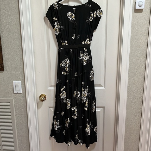Free People All I Got Midi Maxi Dress Tiered Deep V Floral Boho Sz 0 - Picture 8 of 16